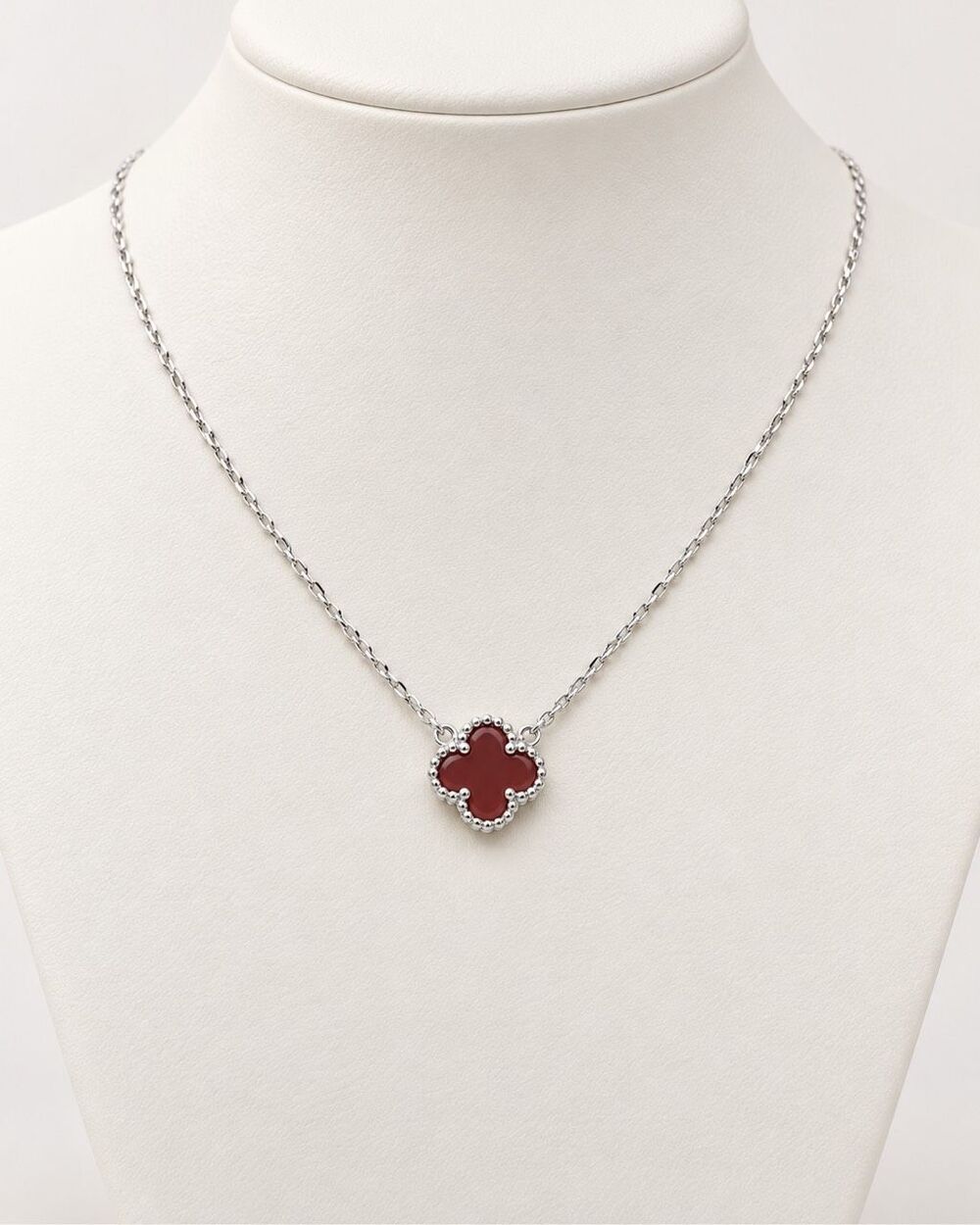 Texas Aggie Sterling Silver Maroon Clover Adjustable Necklace Elegant Floral